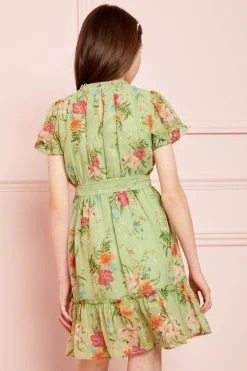 Love & Roses Metallic Printed Angel Sleeve Dress -Angel & Rocket Shop R52354s3