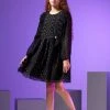 Angel & Rocket Charlotte Black Metallic Yarn Spot Dress -Angel & Rocket Shop T24397s