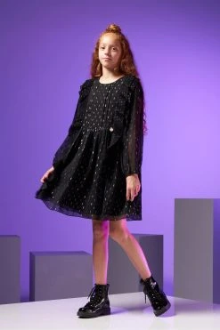 Angel & Rocket Charlotte Black Metallic Yarn Spot Dress