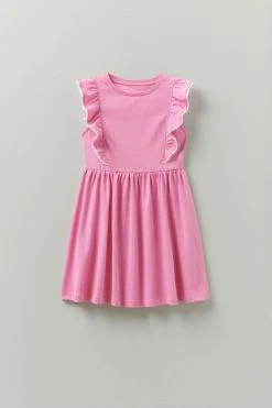 Crew Clothing Company Pink Woven Frill Dress