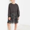 Next Charcoal Grey Sequin Skirt Sweat Dress (3-12yrs) -Angel & Rocket Shop T35 683s