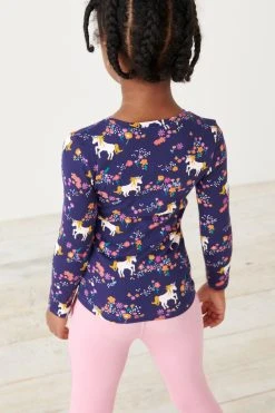 Next Navy Unicorn Ribbed Long Sleeve Top (3-16yrs) -Angel & Rocket Shop T46 122s2