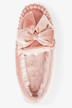 Next Pink Velvet Moccasin Slippers -Angel & Rocket Shop T53620s3