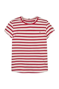 Tommy Hilfiger Red Striped Ruffle Top