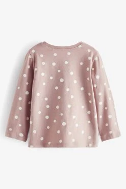 Next Neutral Spots & Stripes 5 Pack Long Sleeve Cotton T-Shirts (3mths-7yrs) -Angel & Rocket Shop T63928s2