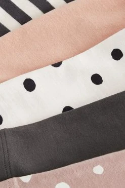 Next Neutral Spots & Stripes 5 Pack Long Sleeve Cotton T-Shirts (3mths-7yrs) -Angel & Rocket Shop T63928s3