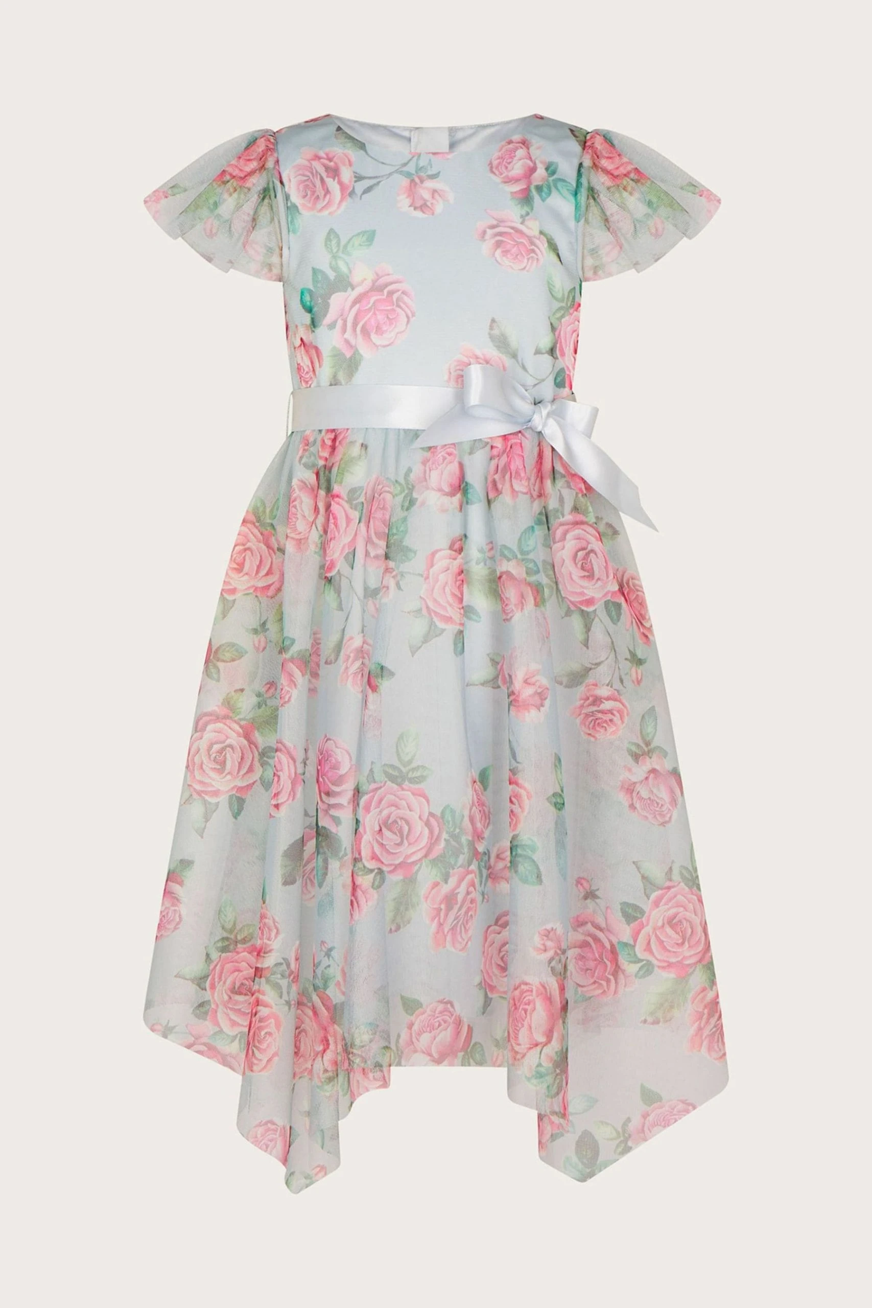 Monsoon Blue Reeta Rose Print Hanky Hem Dress 3 Monsoon Blue Reeta Rose Print Hanky Hem Dress