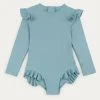 KIDLY Blue Recycled Long Sleeve Swimsuit -Angel & Rocket Shop T68500s