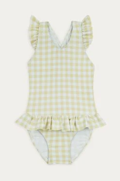 KIDLY Yellow Recycled Frill Swimsuit