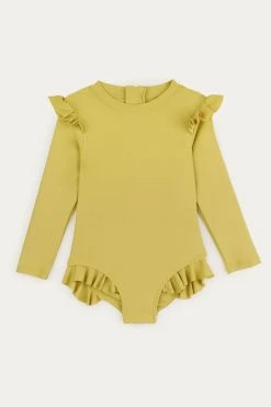 KIDLY Yellow Recycled Long Sleeve Swimsuit
