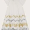 Monsoon White Disco Sequin Wave Sew Dress -Angel & Rocket Shop T68866s