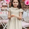 Trotters London Gold Harriet Smocked Dress -Angel & Rocket Shop T92660s