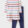 Crew Clothing Company Mid Blue Stripe Cotton A-Line Dress