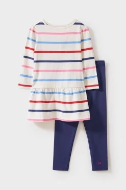 Crew Clothing Company Mid Blue Stripe Cotton A-Line Dress