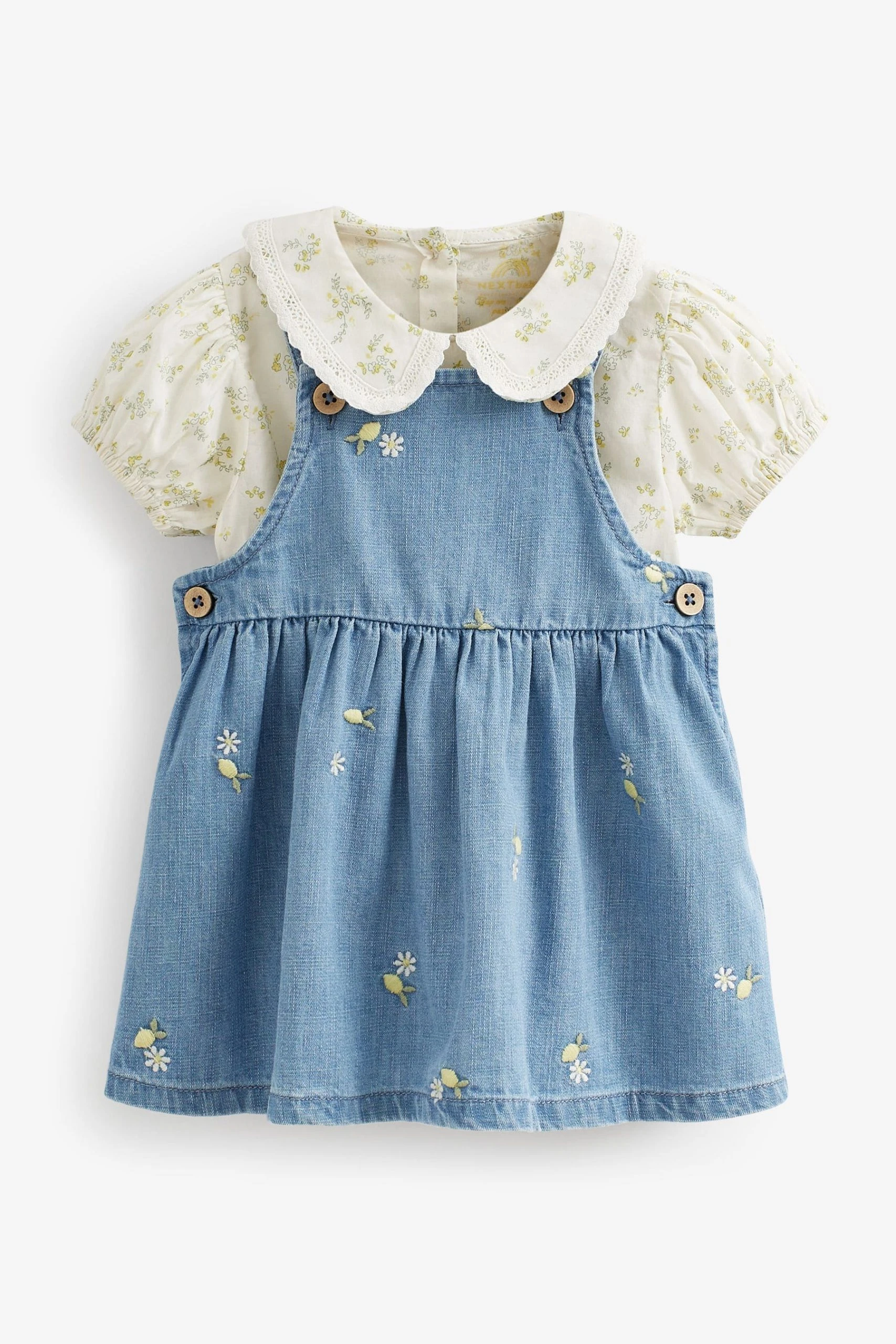 Next Denim Baby Pinafore And Bodysuit 2 Piece Set (0mths-2yrs) 6 Next Denim Baby Pinafore And Bodysuit 2 Piece Set (0mths-2yrs) - Image 4