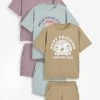 Next Green/Blue/Purple Slogan 3 Pack Short Pyjamas (3-16yrs) -Angel & Rocket Shop U06552s
