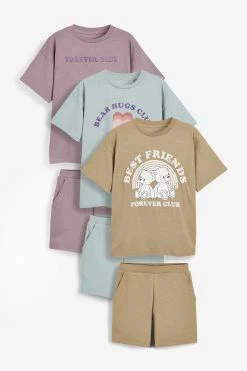 Next Green/Blue/Purple Slogan 3 Pack Short Pyjamas (3-16yrs)