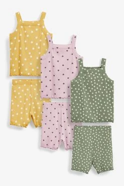 Next Multi Effortless 3 Pack Rib Cami Pyjamas (9mths-8yrs)