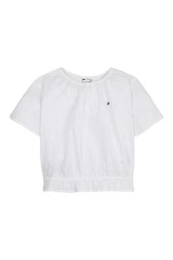 Tommy Hilfiger White Tonal Seersucker Top