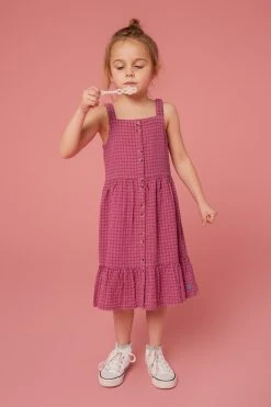 White Stuff Pink Gingham Seersucker Dress