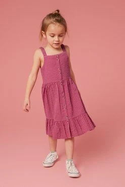 White Stuff Pink Gingham Seersucker Dress -Angel & Rocket Shop U12816s3