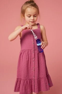 White Stuff Pink Gingham Seersucker Dress -Angel & Rocket Shop U12816s4