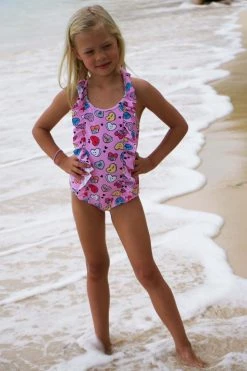 Angel & Rocket Hattie Pink Heart Swimsuit
