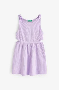 Benetton Purple Ribbed Cut Out Dress