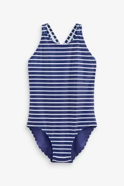 Next Navy Blue/White Stripe Swimsuit (3-16yrs) -Angel & Rocket Shop U67 066s5