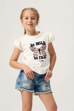 Angel & Rocket Cream Lola Butterfly Tie Side T-Shirt