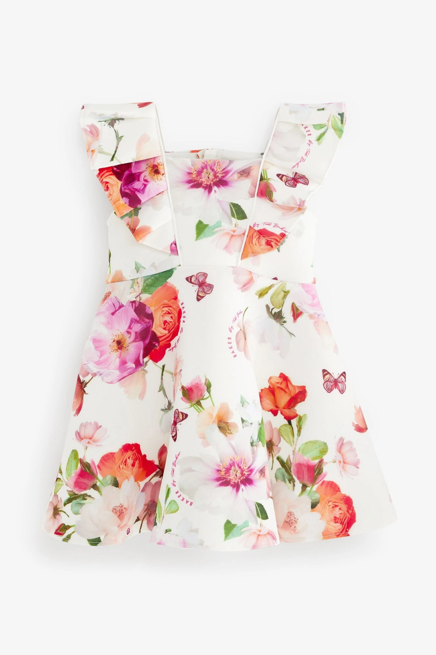 Baker By Ted Baker White Floral Scuba Dress 6 Baker By Ted Baker White Floral Scuba Dress - Image 4