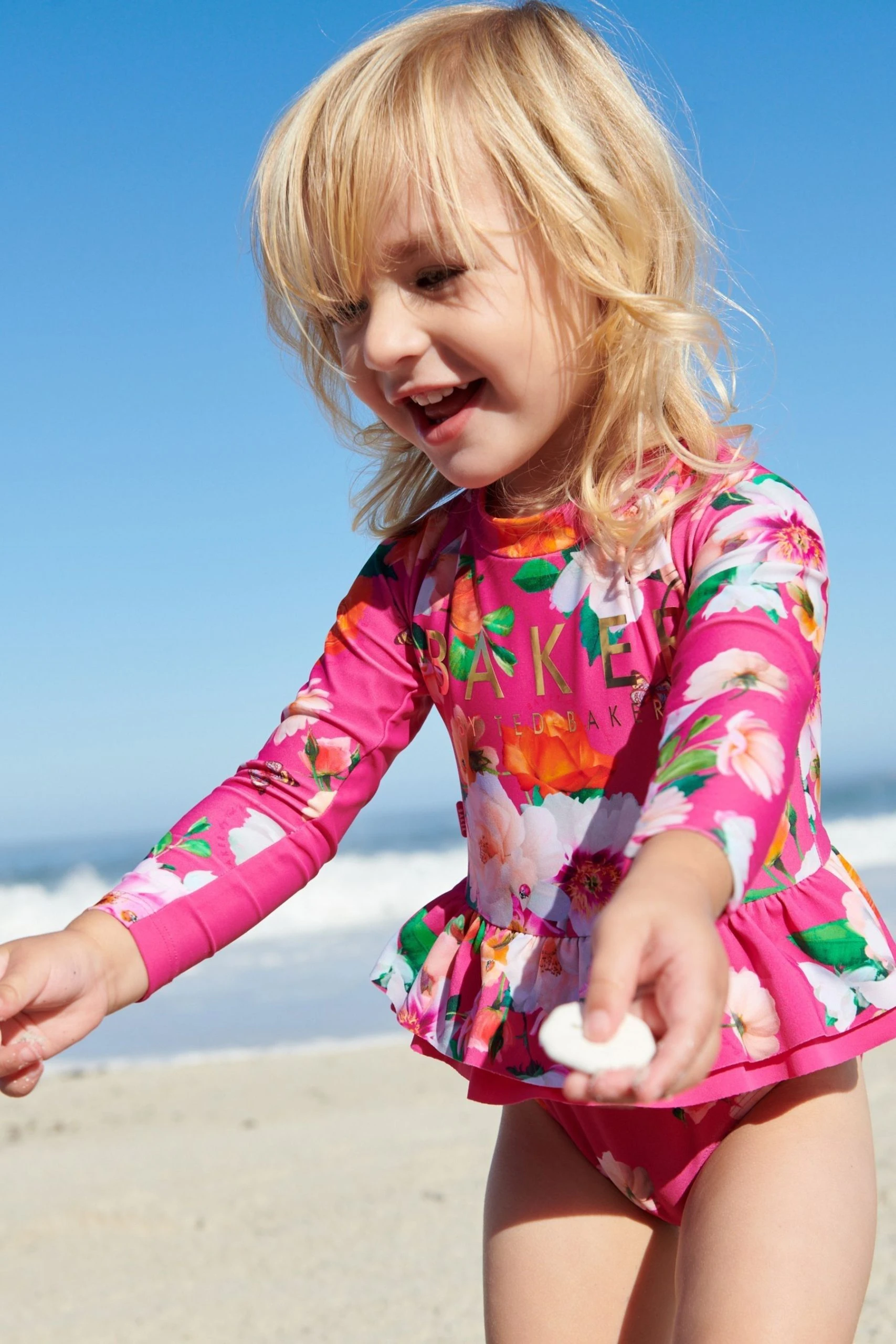 Baker By Ted Baker Pink Floral Sunsafe Swimsuit 4 Baker By Ted Baker Pink Floral Sunsafe Swimsuit - Image 2