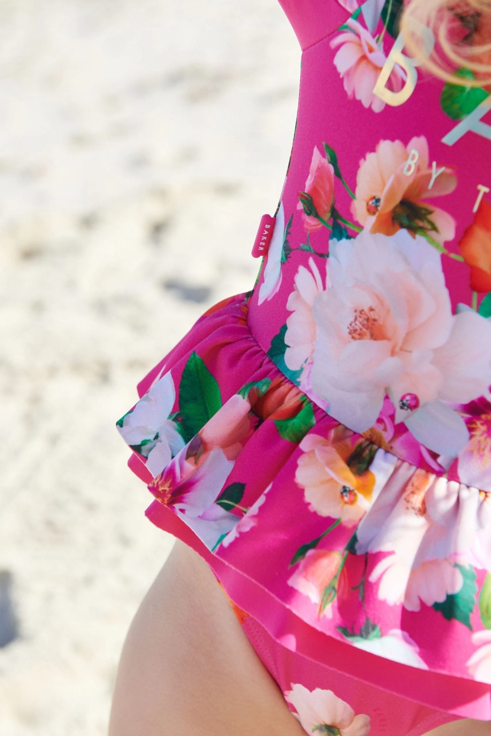 Baker By Ted Baker Pink Floral Sunsafe Swimsuit 7 Baker By Ted Baker Pink Floral Sunsafe Swimsuit - Image 5