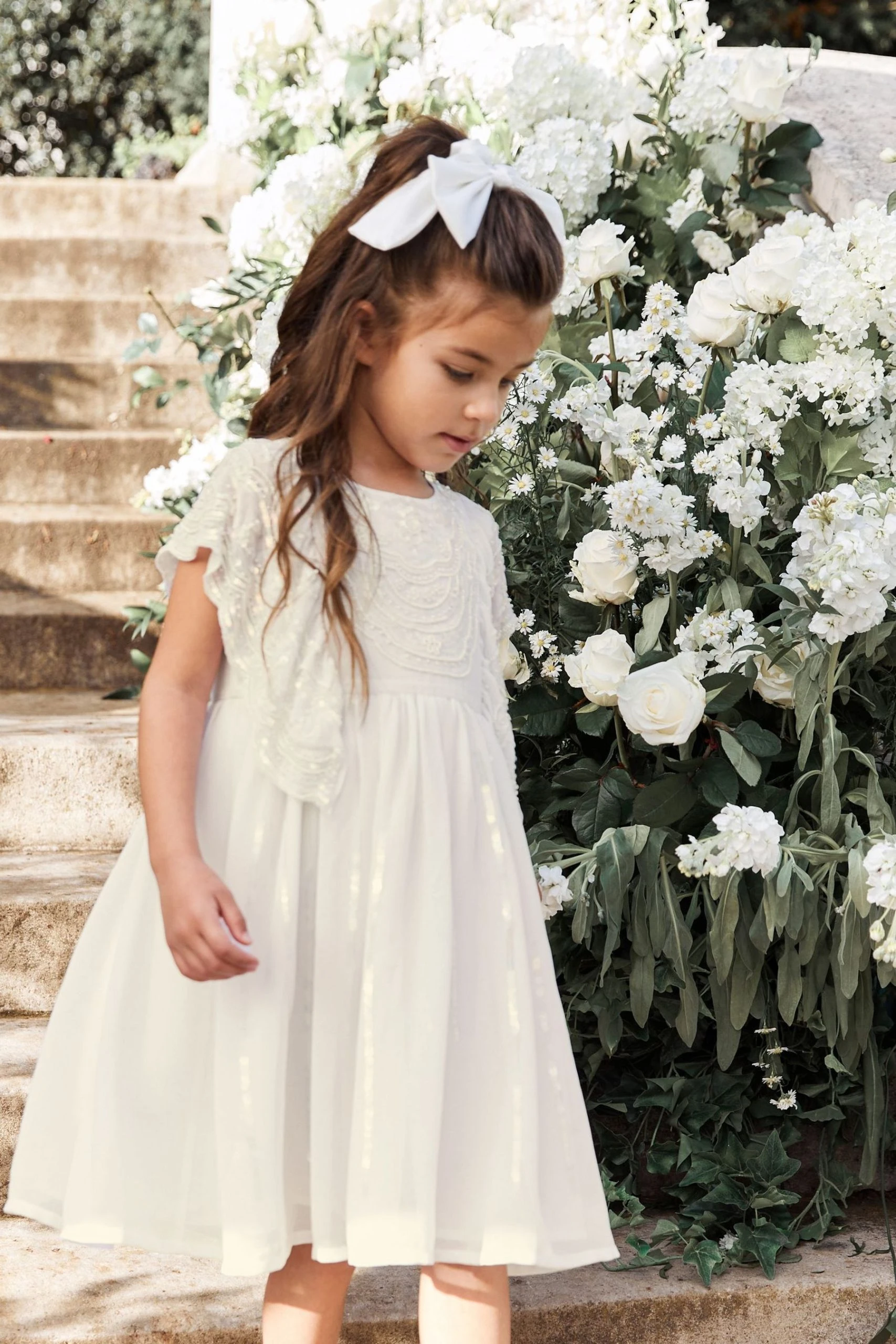 Next Ivory Cream Beaded Chiffon Bridesmaid Dress (3-16yrs) 3 Next Ivory Cream Beaded Chiffon Bridesmaid Dress (3-16yrs)