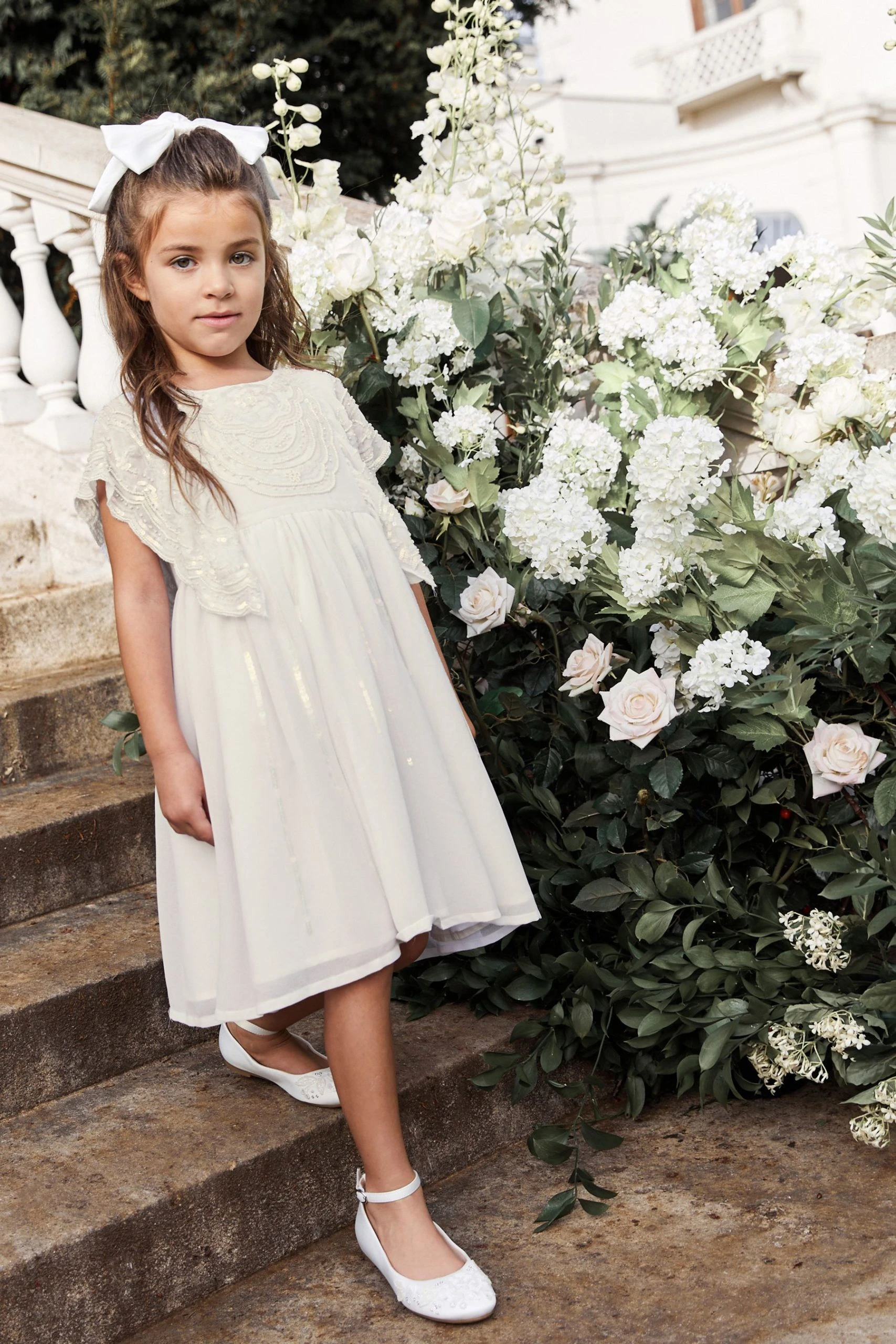 Next Ivory Cream Beaded Chiffon Bridesmaid Dress (3-16yrs) 4 Next Ivory Cream Beaded Chiffon Bridesmaid Dress (3-16yrs) - Image 2