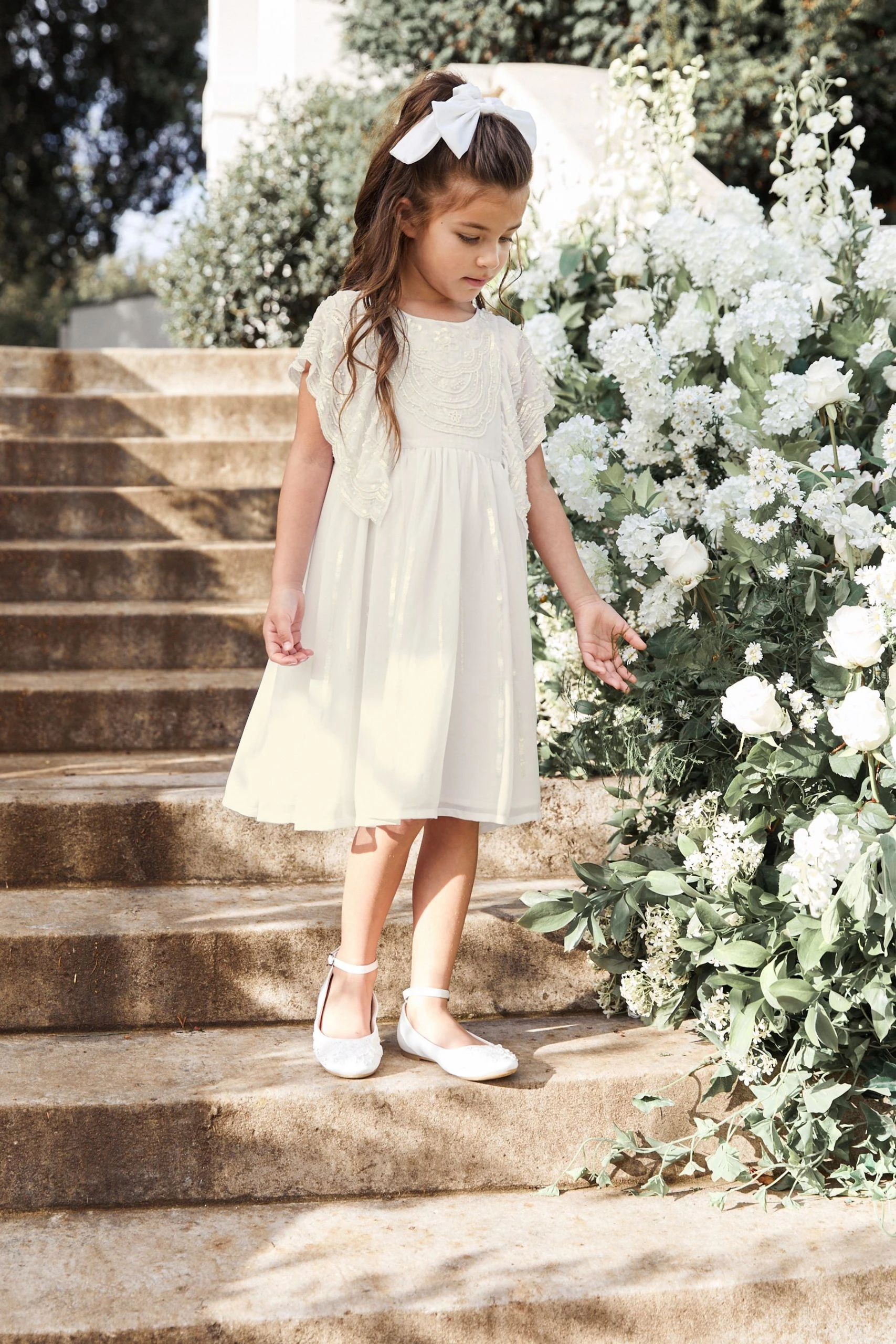 Next Ivory Cream Beaded Chiffon Bridesmaid Dress (3-16yrs) 5 Next Ivory Cream Beaded Chiffon Bridesmaid Dress (3-16yrs) - Image 3