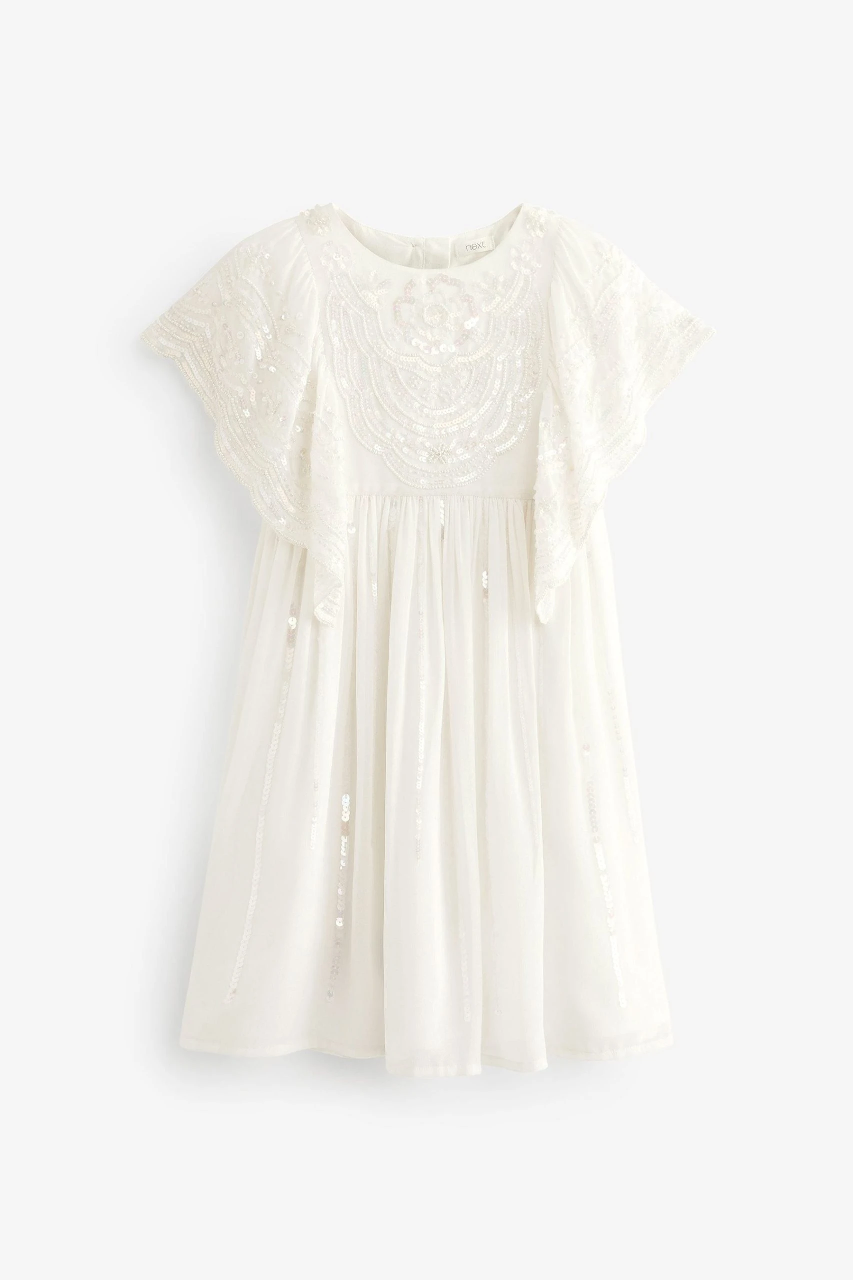Next Ivory Cream Beaded Chiffon Bridesmaid Dress (3-16yrs) 7 Next Ivory Cream Beaded Chiffon Bridesmaid Dress (3-16yrs) - Image 5
