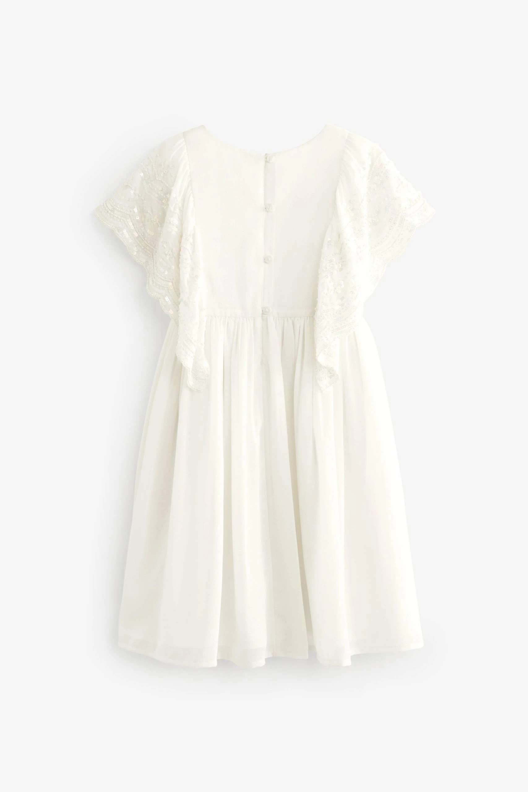 Next Ivory Cream Beaded Chiffon Bridesmaid Dress (3-16yrs) 8 Next Ivory Cream Beaded Chiffon Bridesmaid Dress (3-16yrs) - Image 6