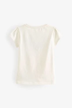 Next Ecru White Embroidered Floral Butterfly T-Shirt (3-16yrs) -Angel & Rocket Shop U78689s3