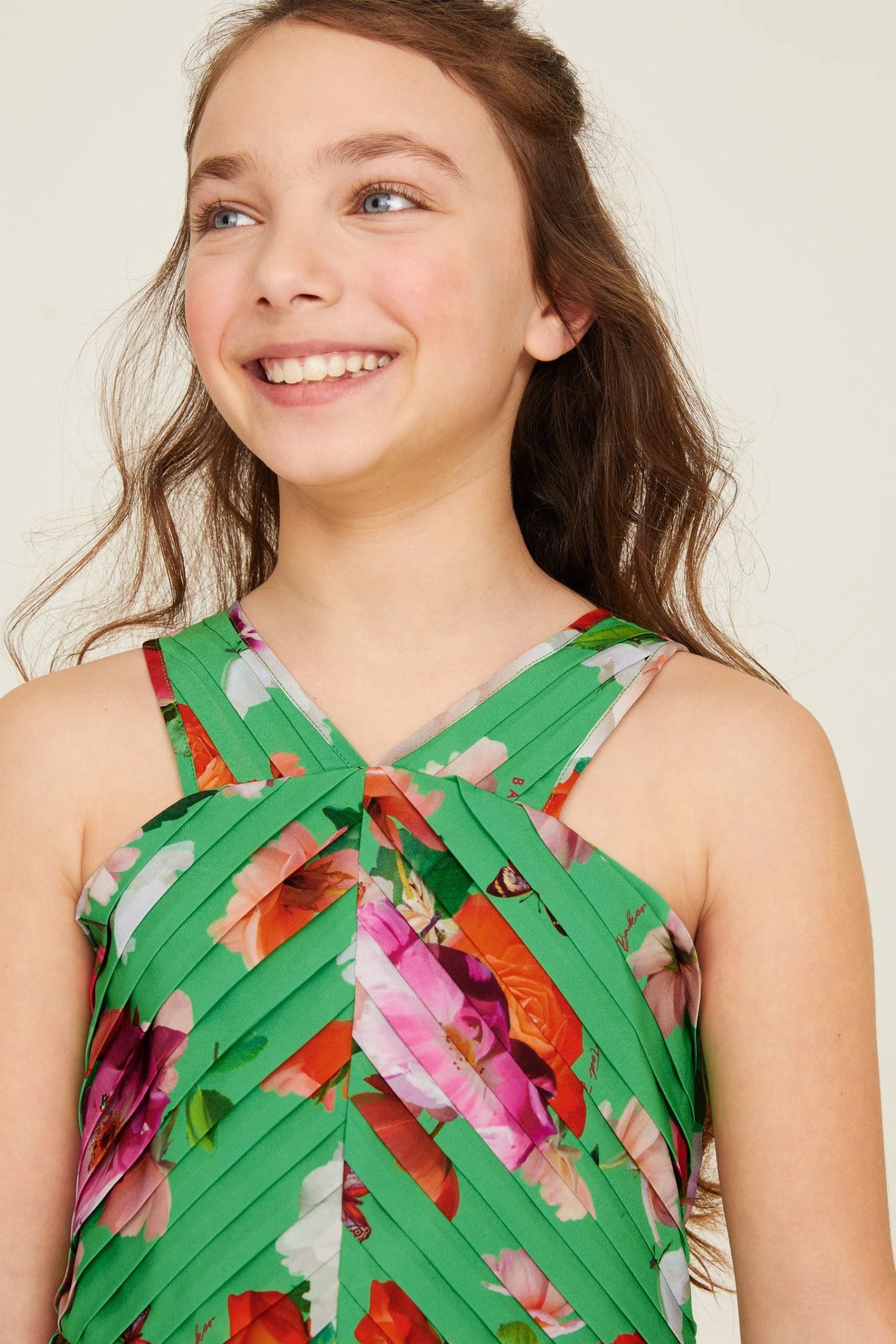 Baker By Ted Baker Green Floral Halter Neck Dress 4 Baker By Ted Baker Green Floral Halter Neck Dress - Image 2