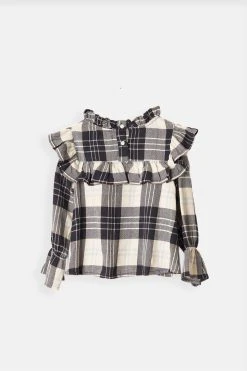 Angel & Rocket Blue Belle Check Ruffle Yolk Blouse -Angel & Rocket Shop U91818s3