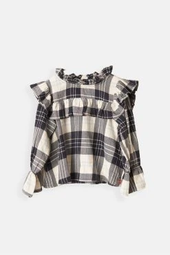 Angel & Rocket Blue Belle Check Ruffle Yolk Blouse -Angel & Rocket Shop U91818s4