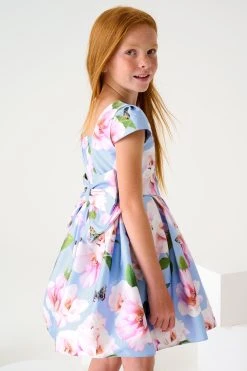 Baker By Ted Baker Blue Floral Satin Dress -Angel & Rocket Shop U92189s3