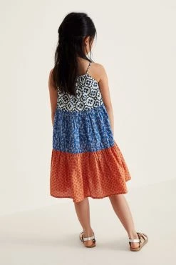 Next Blue/Pink Print Tiered Maxi Dress (3-16yrs) -Angel & Rocket Shop U99 272s4