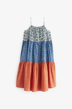 Next Blue/Pink Print Tiered Maxi Dress (3-16yrs) -Angel & Rocket Shop U99 272s6