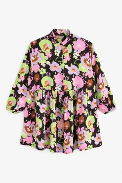 Next Black Button Through Floral Tierred Dress (3-16yrs) -Angel & Rocket Shop U99710s4